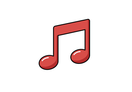 Song note clipart. This image shows a red musical note with a glossy effect on a white background. Vector illustration design.のイラスト素材