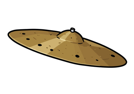 Cymbal clipart. A brown cymbal with black spots and a small knob at the top. Vector illustration design.のイラスト素材
