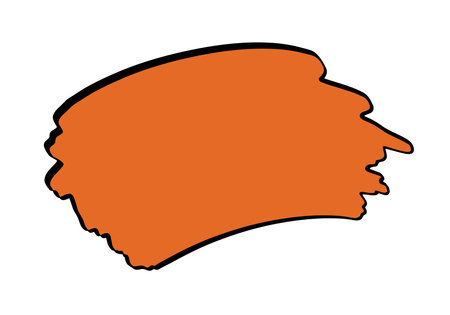 Paint stroke clip art. This image shows an orange paint stroke with a black outline. Vector illustration design.のイラスト素材