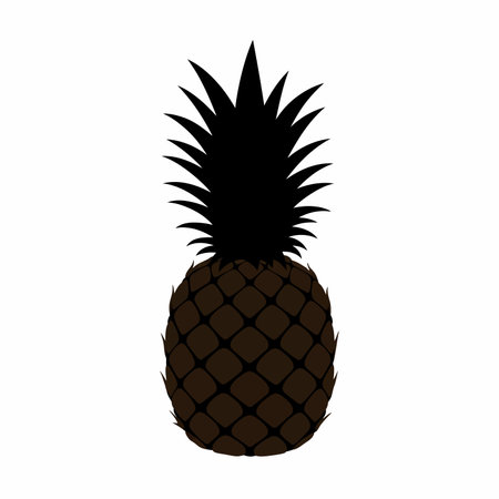 Pineapple silhouette clipart. Black pineapple silhouette with spiky leaves and a clean outline. Vector illustration design.のイラスト素材