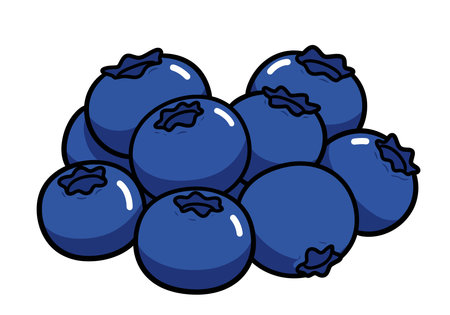 Blue berries clip art. A bunch of blueberries in a cartoon style. Vector illustration design.のイラスト素材