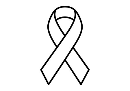 Lung cancer clipart. This image shows a black and white outline of a ribbon symbolizing lung cancer awareness. Vector illustration design.のイラスト素材