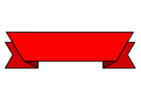 Red ribbon banner clipart. This image shows a red ribbon banner with a simple and clean design. Vector illustration design.のイラスト素材