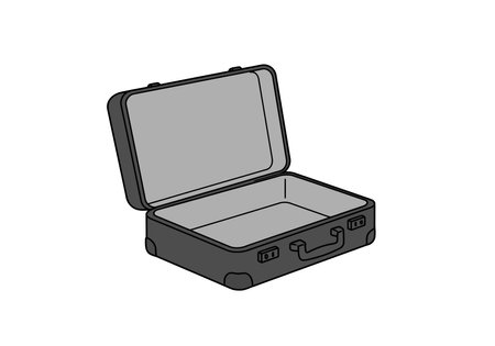 Empty suitcase clipart. Open suitcase with handle and locks. Vector illustration design.のイラスト素材