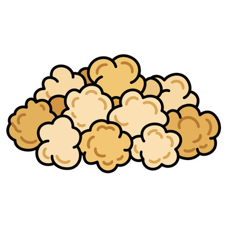 Clip art of popcorn. This image shows a pile of popcorn in various shades of yellow and brown. Vector illustration design.のイラスト素材