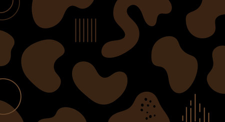 Black and brown background. Abstract brown shapes and patterns on a black backdrop create a sleek and modern aesthetic. Vector illustration wallpaper design.のイラスト素材