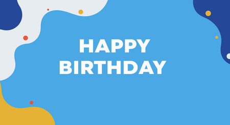 Birthday flex background. A cheerful Happy Birthday text displayed on a colorful abstract design featuring vibrant dots and shapes creates a fun and festive aesthetic. Wallpaper illustration design.の写真素材