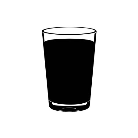 Silhouette glass. This image shows a black silhouette of a glass with a simple and sleek design. Vector illustration black clipart design.のイラスト素材