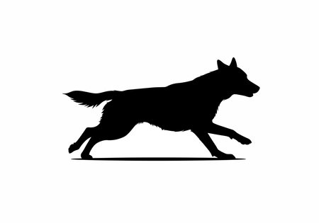 Dog running silhouette. This image portrays a silhouette of a dog in dynamic motion, also referred...