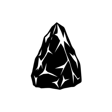 Ice silhouette. This image shows a black silhouette of an ice or rock-like structure with sharp edges and geometric facets. Vector clipart black illustration design.のイラスト素材