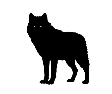 Wolf silhouette. Fierce lupine predator showcasing primal strength, untamed wilderness, and majestic...
