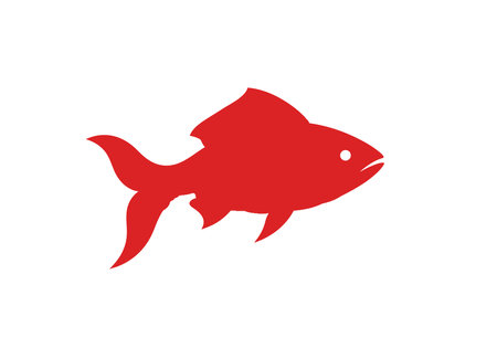 Red fish silhouette. This image shows a red fish silhouette, also referred to as an aquatic marine creature, depicted in a sleek and minimalistic style. Vector clipart black illustration design.のイラスト素材