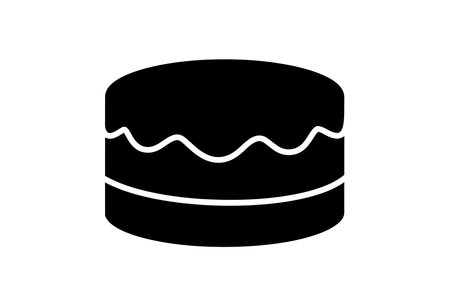 Cake silhouette. This image shows a tiered black and white silhouette of a cake, emphasizing...