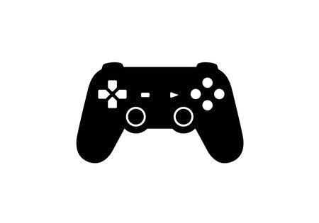 Game controller silhouette. This image shows a black game controller with analog sticks and buttons,...