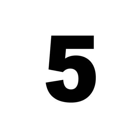 Number 5 silhouette. This image shows a bold, black number 5 on a white background. It is a simple and clear representation of the numeral five. Vector clipart illustration design.のイラスト素材