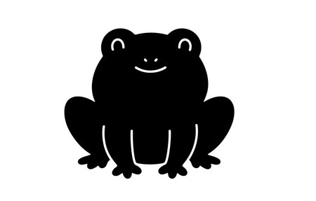 Cute frog silhouette. This image shows a black silhouette of a cute frog, also known as a playful amphibian outline, symbolizing fun and happiness. Vector clipart illustration design.のイラスト素材