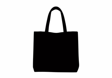 Tote bag silhouette. This image showcases a black silhouette of a tote bag, also known as a reusable...