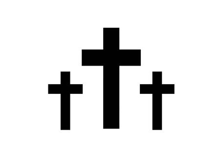 3 Cross Silhouette. This image depicts three crosses in silhouette style, symbolizing Christianity, faith, and spirituality. Vector clipart illustration design.のイラスト素材