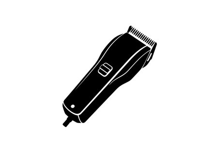 Barber clippers silhouette. This image showcases a bold black silhouette of barber clippers, symbolizing precision and style. Vector clipart illustration design.のイラスト素材
