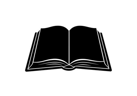Open bible silhouette. This image shows an open bible silhouette, also known as an open book silhouette or holy book silhouette, symbolizing faith and religious scripture. Vector clipart illustration design.のイラスト素材