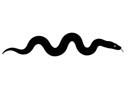 Anaconda silhouette. This image showcases a black silhouette of an anaconda, a large constricting snake known for its immense strength and stealth. Vector clipart illustration design.のイラスト素材