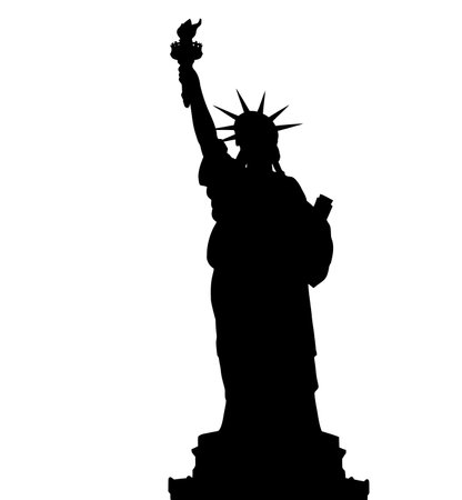 Statue of liberty silhouette. This image shows a black silhouette of the Statue of Liberty, a famous landmark and symbol of freedom and democracy in the USA. Vector clipart illustration design.のイラスト素材