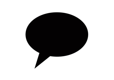 Speech bubble silhouette. This image shows a black and white design of a speech bubble, commonly used in comics, conversations, and digital messaging. Vector clipart illustration design.のイラスト素材