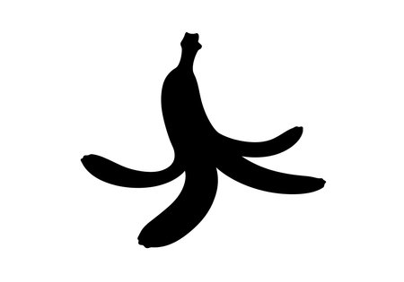 Banana peel silhouette. The image shows a black silhouette of a banana peel, the outer covering of the fruit. Vector clipart illustration design.のイラスト素材