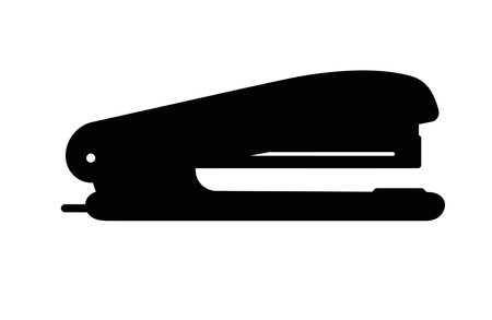Stapler silhouette. This image shows a black stapler outline, an office tool for fastening papers. Vector clipart illustration design.のイラスト素材