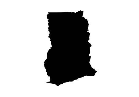 Ghana silhouette. This image shows the black silhouette of the Ghana map, with its country geographical shape and borders. Vector clipart illustration design.のイラスト素材