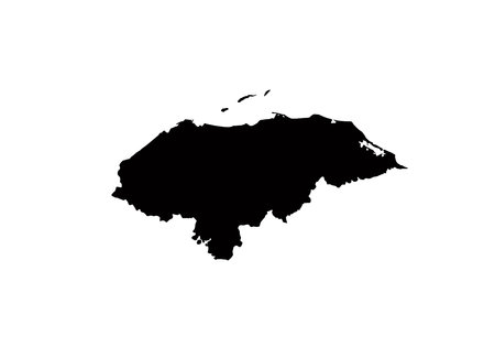 Honduras silhouette. This image shows the black silhouette of Honduras map, highlighting its geographical shape and borders. Vector clipart illustration design.のイラスト素材