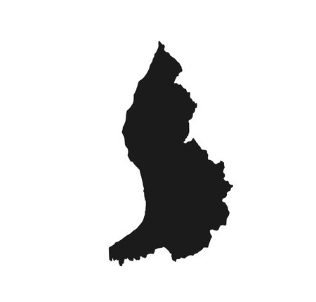 Liechtenstein silhouette. This image shows the black silhouette of the Liechtenstein map, highlighting its geographical shape and borders. Vector clipart illustration design.のイラスト素材