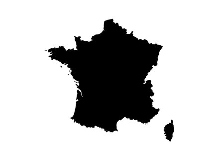 France silhouette. This image displays the dark outline of the France map, with its country geographical shape and borders. Vector clipart illustration design.のイラスト素材