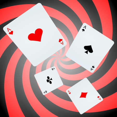 four aces on a spiral background