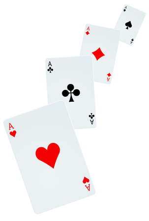 Playing cards isolated on white background