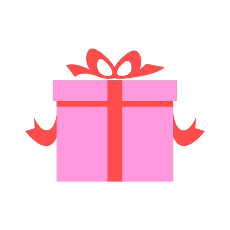 vector gift box, holiday present package - celebration illustration, giftbox iconのイラスト素材