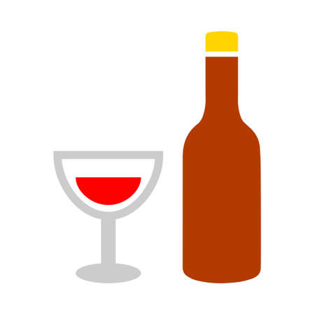 Alcohol icon. Drink symbol. Bottle with glassのイラスト素材