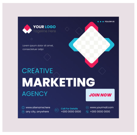 creative marketing website template design with square background. vector illustration.のイラスト素材