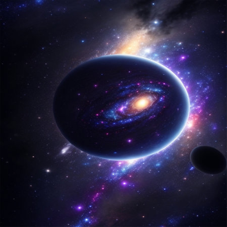 Galaxy and planets in space, computer generated abstract background, 3D rendering