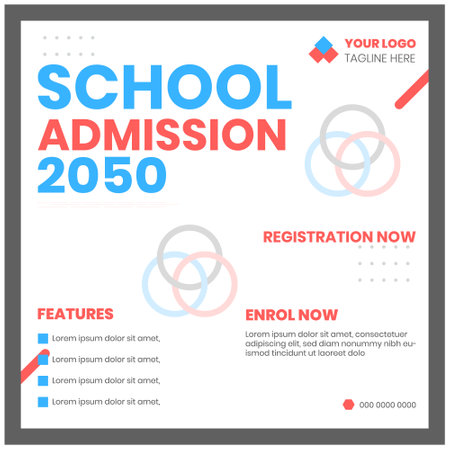 School Admission Poster, Vector illustration of social media post template for social networks. Social media post template.のイラスト素材