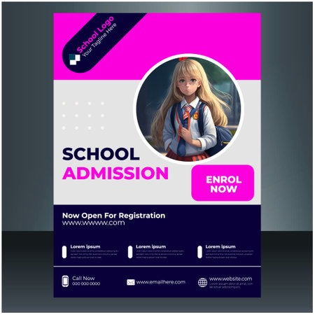 School Admissionm School Advertising Flyer design template in A4 size, vector illustrationのイラスト素材