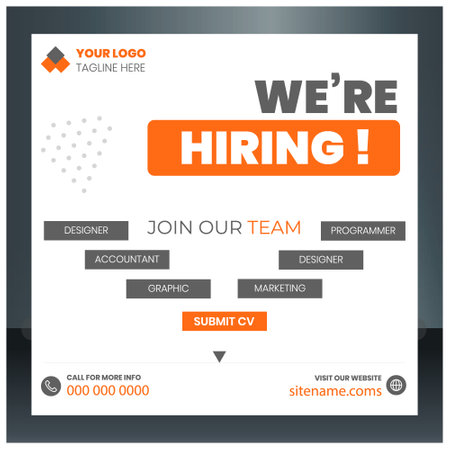we are hiring one page website template design in orange and black colorのイラスト素材