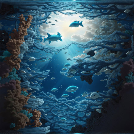 Underwater world. Underwater world. Underwater world. 3D renderingの素材