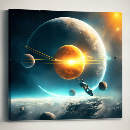 Planets and nebulae in space. 3d illustration.の素材