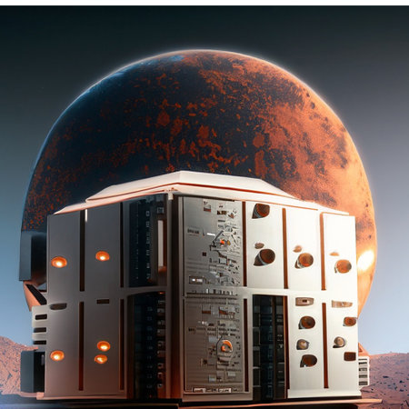 Astronautics in outer space with planet. 3d renderの素材