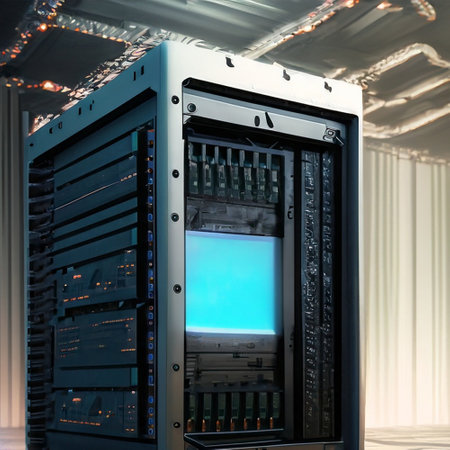 3d render of server room with hard drives. Data center conceptの素材