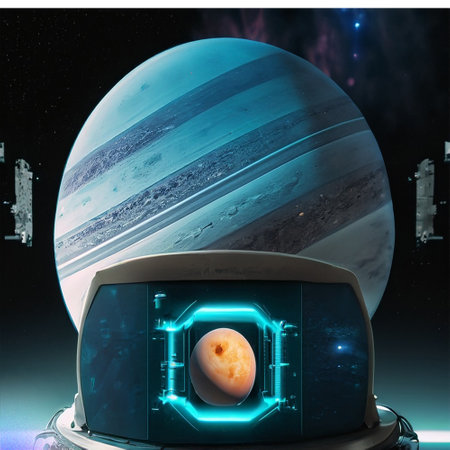 Astronaut in space with planets and stars. 3D renderingの素材
