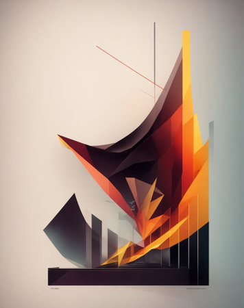 Abstract colorful geometric background, futuristic shapes. 3d render illustration.の素材