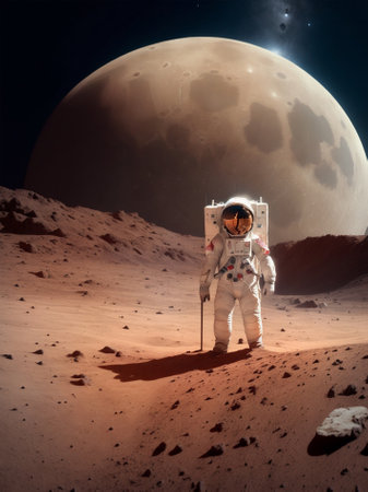 Astronaut in the space against the background of the moon.の素材