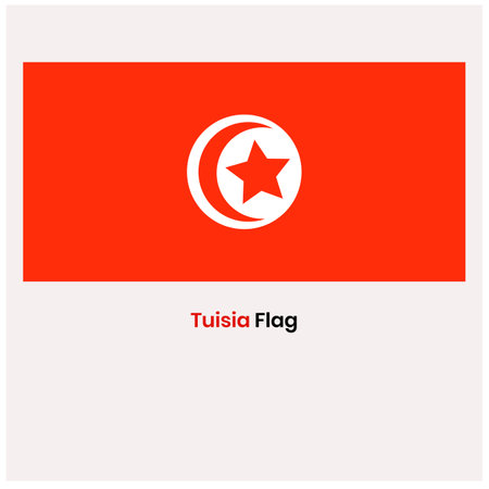 Flag of Tunisia, the Republic of Tunisia. Vector illustration on white background.のイラスト素材
